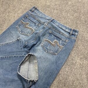 VTG Route 66 Jeans Men's 36x30 light blue denim Boot Cut Distressed Embroidered